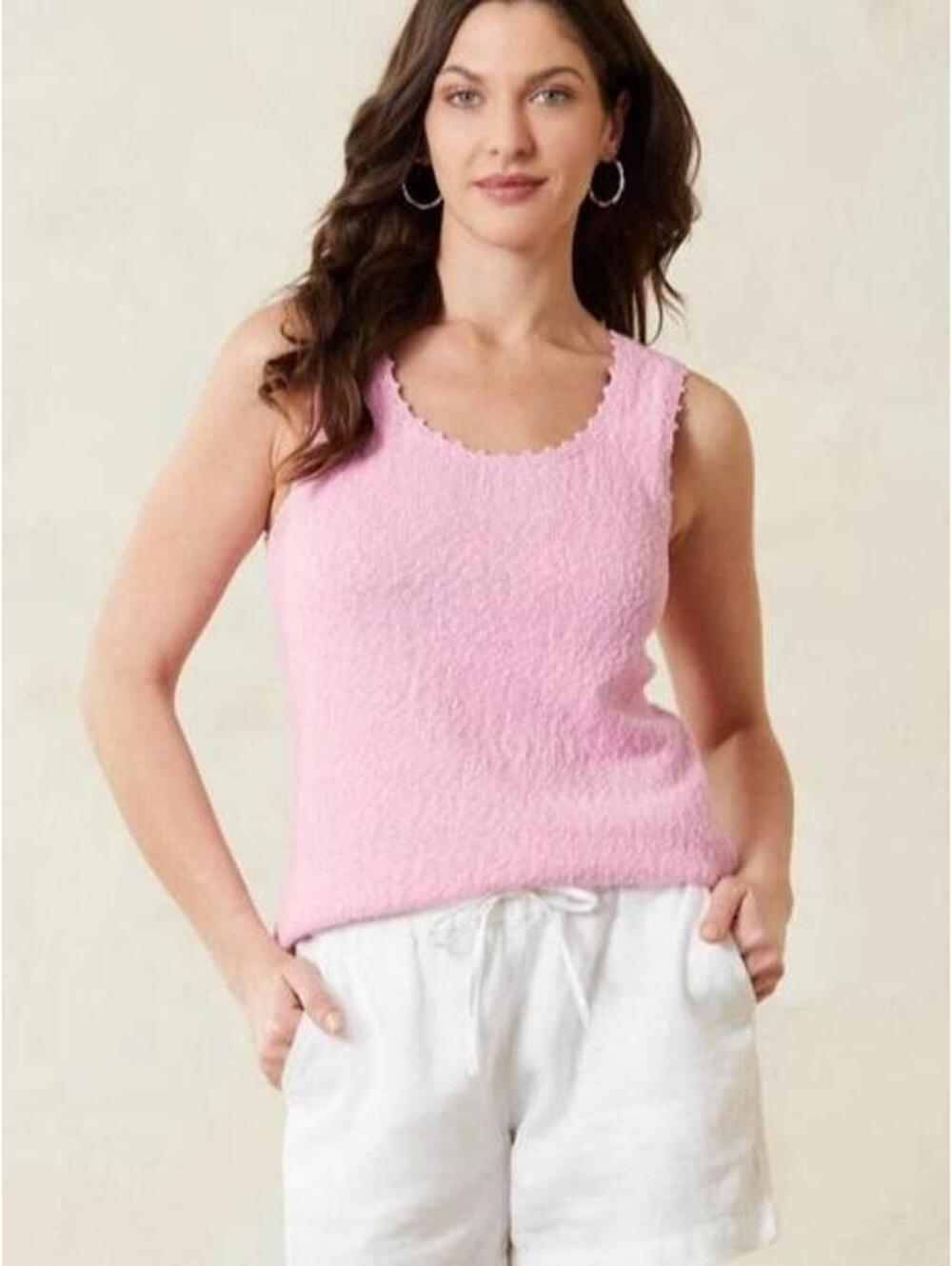 Tommy Bahama Women’s Water’s Edge Scoop Neck Pink Knit Tank Top XXS